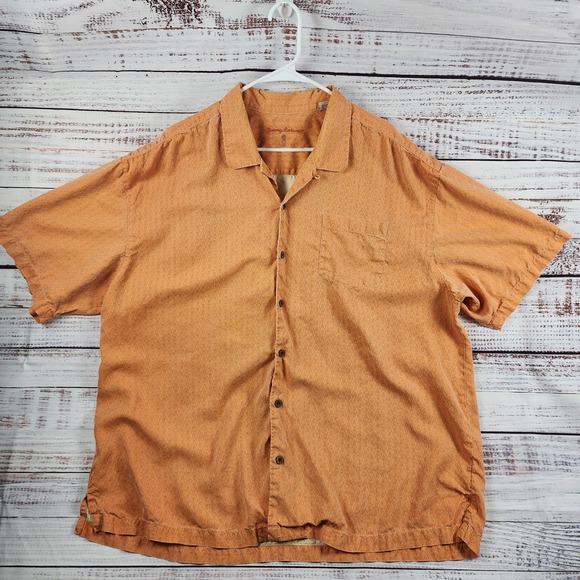 Tommy Bahama Other - Tommy Bahama Silk Short Sleeve Button Down Shirt XXL Regular Orange Textured